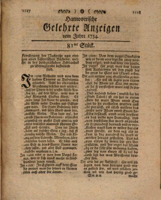 Hannoverische gelehrte Anzeigen (Hannoversche Anzeigen) Freitag 11. Oktober 1754