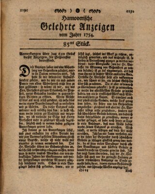 Hannoverische gelehrte Anzeigen (Hannoversche Anzeigen) Freitag 25. Oktober 1754