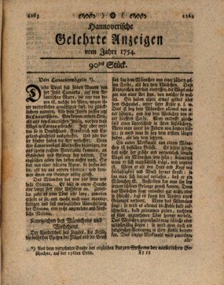 Hannoverische gelehrte Anzeigen (Hannoversche Anzeigen) Montag 11. November 1754