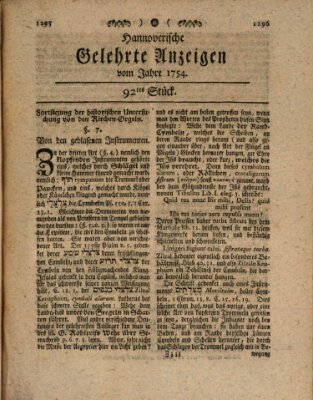 Hannoverische gelehrte Anzeigen (Hannoversche Anzeigen) Montag 18. November 1754