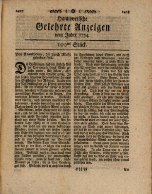 Hannoverische gelehrte Anzeigen (Hannoversche Anzeigen) Montag 16. Dezember 1754