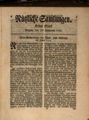 Nützliche Samlungen (Hannoversche Anzeigen) Freitag 3. Januar 1755