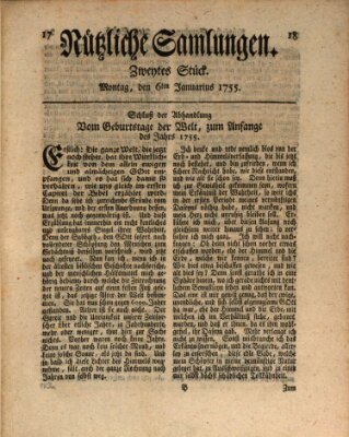 Nützliche Samlungen (Hannoversche Anzeigen) Montag 6. Januar 1755