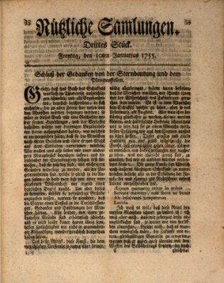 Nützliche Samlungen (Hannoversche Anzeigen) Freitag 10. Januar 1755