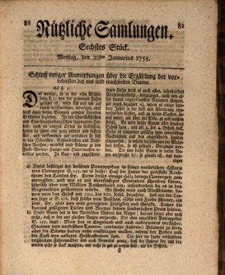 Nützliche Samlungen (Hannoversche Anzeigen) Montag 20. Januar 1755