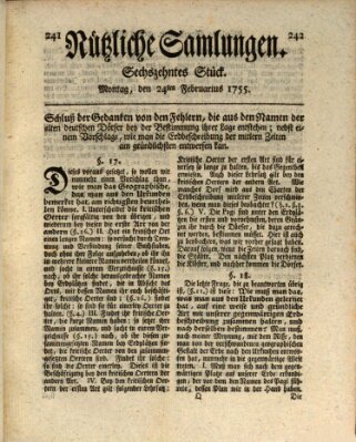 Nützliche Samlungen (Hannoversche Anzeigen) Montag 24. Februar 1755