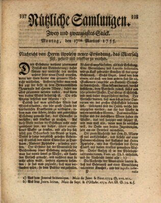 Nützliche Samlungen (Hannoversche Anzeigen) Montag 17. März 1755