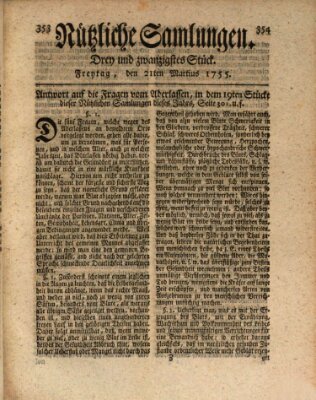 Nützliche Samlungen (Hannoversche Anzeigen) Freitag 21. März 1755