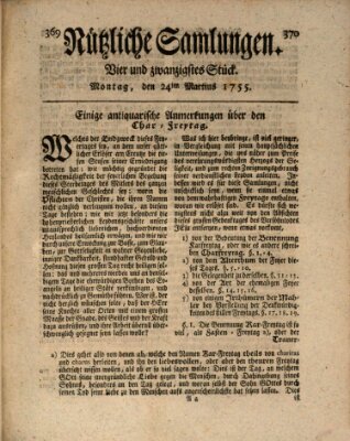 Nützliche Samlungen (Hannoversche Anzeigen) Montag 24. März 1755