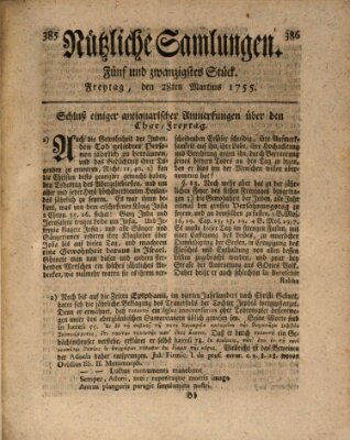 Nützliche Samlungen (Hannoversche Anzeigen) Freitag 28. März 1755