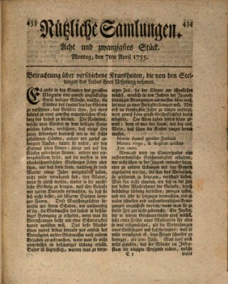 Nützliche Samlungen (Hannoversche Anzeigen) Montag 7. April 1755