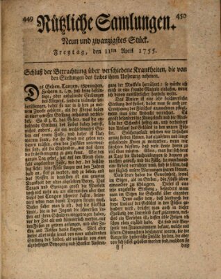 Nützliche Samlungen (Hannoversche Anzeigen) Freitag 11. April 1755