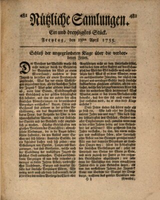 Nützliche Samlungen (Hannoversche Anzeigen) Freitag 18. April 1755