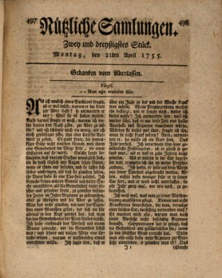 Nützliche Samlungen (Hannoversche Anzeigen) Montag 21. April 1755