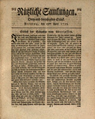 Nützliche Samlungen (Hannoversche Anzeigen) Freitag 25. April 1755