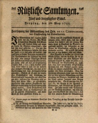 Nützliche Samlungen (Hannoversche Anzeigen) Freitag 2. Mai 1755