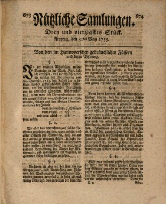 Nützliche Samlungen (Hannoversche Anzeigen) Freitag 30. Mai 1755