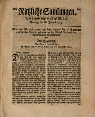 Nützliche Samlungen (Hannoversche Anzeigen) Montag 2. Juni 1755