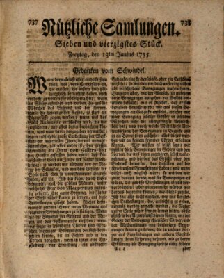 Nützliche Samlungen (Hannoversche Anzeigen) Freitag 13. Juni 1755