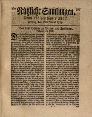 Nützliche Samlungen (Hannoversche Anzeigen) Freitag 20. Juni 1755