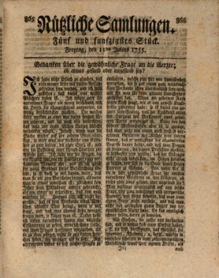 Nützliche Samlungen (Hannoversche Anzeigen) Freitag 11. Juli 1755