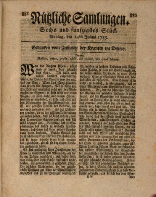 Nützliche Samlungen (Hannoversche Anzeigen) Montag 14. Juli 1755