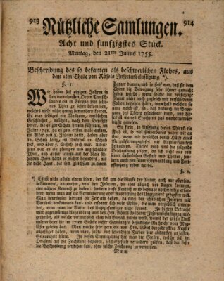 Nützliche Samlungen (Hannoversche Anzeigen) Montag 21. Juli 1755