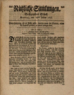 Nützliche Samlungen (Hannoversche Anzeigen) Montag 28. Juli 1755