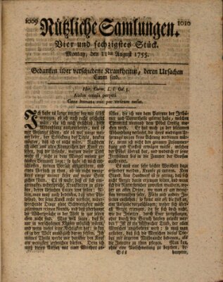 Nützliche Samlungen (Hannoversche Anzeigen) Montag 11. August 1755