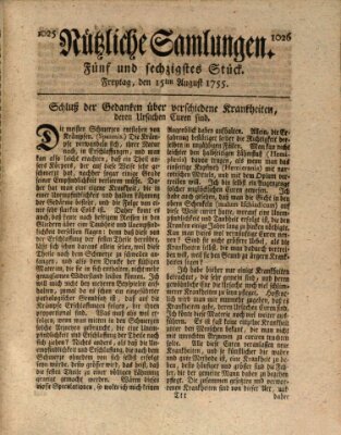 Nützliche Samlungen (Hannoversche Anzeigen) Freitag 15. August 1755