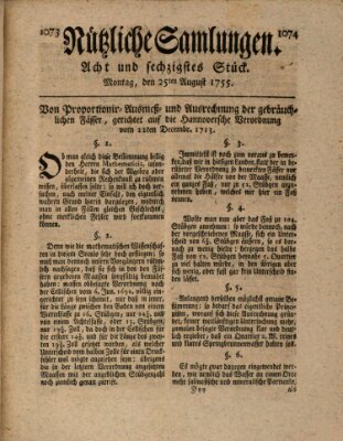 Nützliche Samlungen (Hannoversche Anzeigen) Montag 25. August 1755