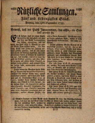 Nützliche Samlungen (Hannoversche Anzeigen) Freitag 19. September 1755