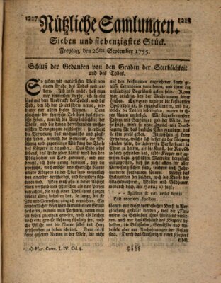 Nützliche Samlungen (Hannoversche Anzeigen) Freitag 26. September 1755