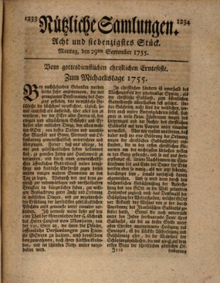 Nützliche Samlungen (Hannoversche Anzeigen) Montag 29. September 1755