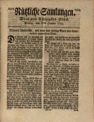 Nützliche Samlungen (Hannoversche Anzeigen) Freitag 17. Oktober 1755