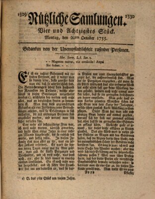 Nützliche Samlungen (Hannoversche Anzeigen) Montag 20. Oktober 1755