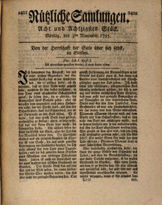 Nützliche Samlungen (Hannoversche Anzeigen) Montag 3. November 1755