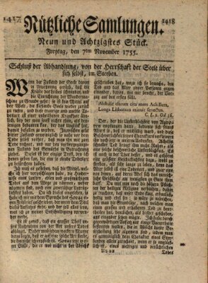 Nützliche Samlungen (Hannoversche Anzeigen) Freitag 7. November 1755