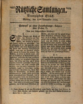 Nützliche Samlungen (Hannoversche Anzeigen) Montag 10. November 1755