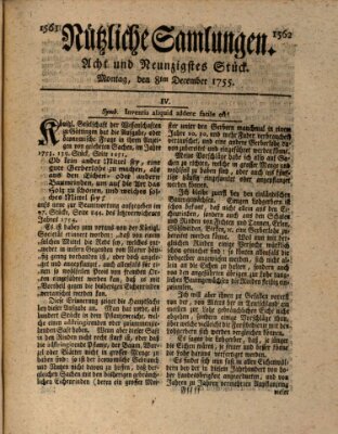 Nützliche Samlungen (Hannoversche Anzeigen) Montag 8. Dezember 1755