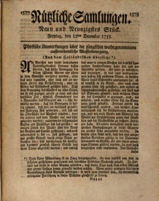 Nützliche Samlungen (Hannoversche Anzeigen) Freitag 12. Dezember 1755