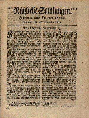 Nützliche Samlungen (Hannoversche Anzeigen) Freitag 26. Dezember 1755