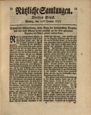 Nützliche Samlungen (Hannoversche Anzeigen) Montag 10. Januar 1757