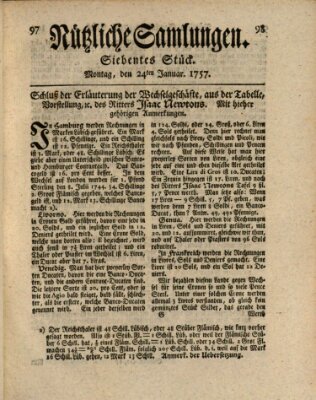 Nützliche Samlungen (Hannoversche Anzeigen) Montag 24. Januar 1757