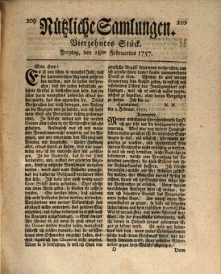 Nützliche Samlungen (Hannoversche Anzeigen) Freitag 18. Februar 1757