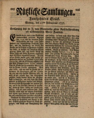 Nützliche Samlungen (Hannoversche Anzeigen) Montag 21. Februar 1757