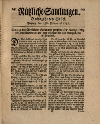 Nützliche Samlungen (Hannoversche Anzeigen) Freitag 25. Februar 1757