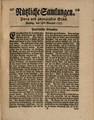 Nützliche Samlungen (Hannoversche Anzeigen) Freitag 18. März 1757