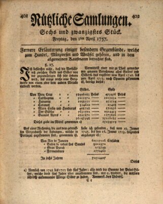 Nützliche Samlungen (Hannoversche Anzeigen) Freitag 1. April 1757