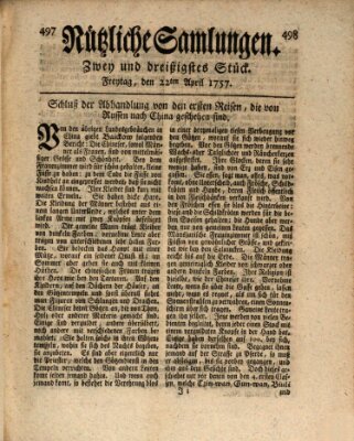 Nützliche Samlungen (Hannoversche Anzeigen) Freitag 22. April 1757